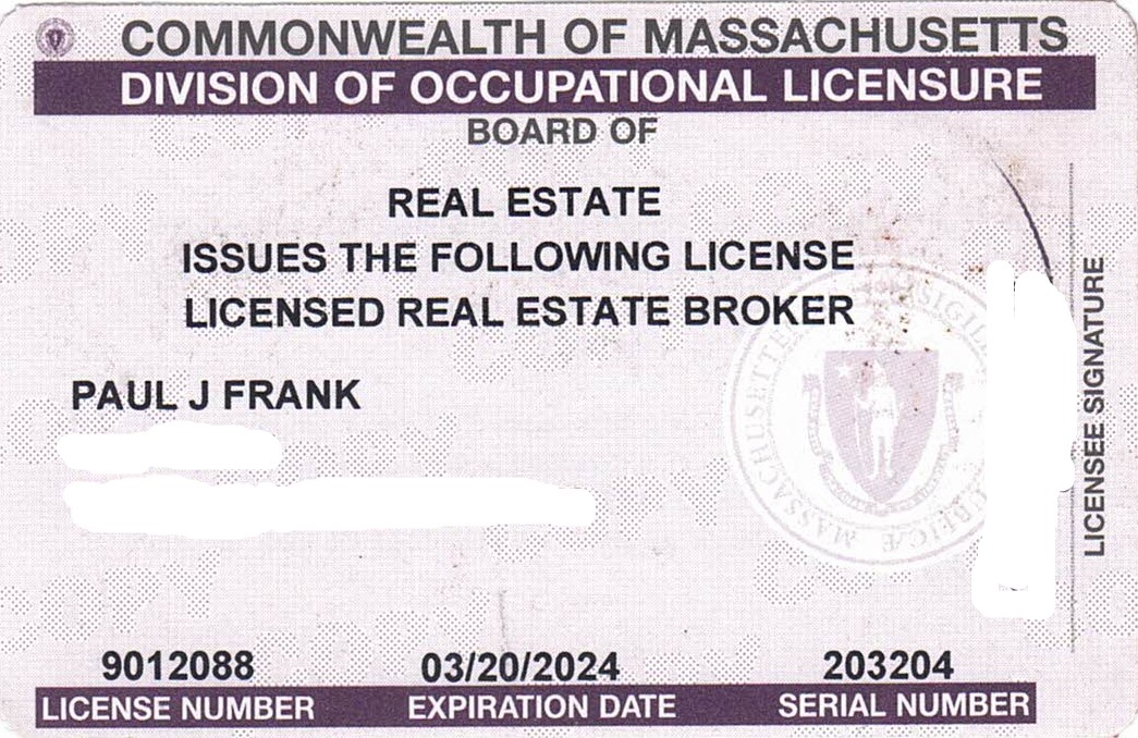 Image of Paul Frank's Real Estate License